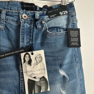 Kendall & Kylie Distressed High-Rise Blue Jeans